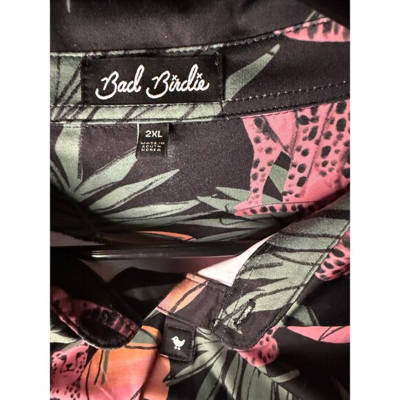Bad Birdie Shirt Dayglow Performance Golf Polo Mens 2XL Pink Panther Tropical - Picture 3 of 5